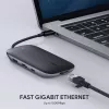 Stacja dokująca do laptopa AUKEY CB-C71 — 3x USB‑C (USB 3.2 Gen1), HDMI, RJ‑45, MicroSD, USB PD 100 W, kabel 0,15 m, czarna