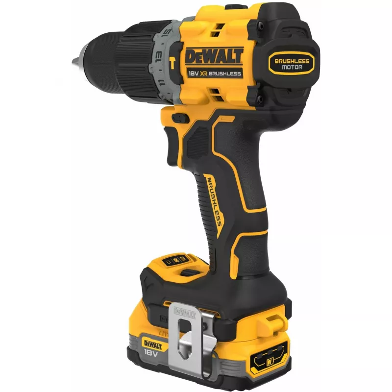Wiertarka pistoletowa DeWALT DCD805E2T-QW, 18V Li-Ion 1,7Ah x2, bezszczotkowa, 2000 RPM, 90 Nm, uchwyt 13 mm