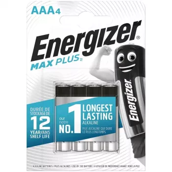 Bateria jednorazowa Energizer MAXPLUS AAA 4 szt., alkaliczna, 1,5 V, temp. pracy -18–55°C