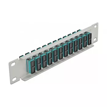 Panel krosowy światłowodowy DeLOCK 10 cali 12 portów SC Duplex Aqua 1U Szary