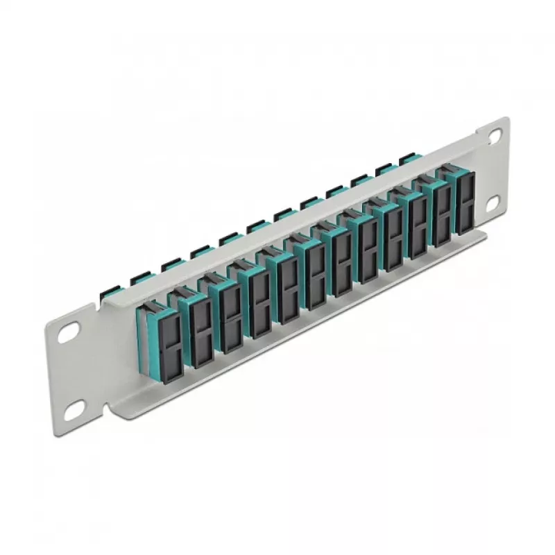 Panel krosowy światłowodowy DeLOCK 10 cali 12 portów SC Duplex Aqua 1U Szary