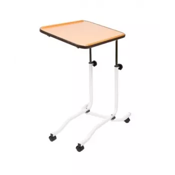 Stolik przyłóżkowy Mobilex BRAK kompaktowa konstrukcja z miejscem do przechowywania, prostokątny blat, 4 blokowane kółka, wysokość 61–87 cm, 540×410 mm