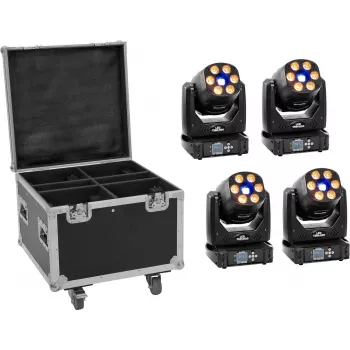 Zestaw EUROLITE LED 4x TMH-H90 z walizką na kółkach - przenośny zestaw oświetleniowy