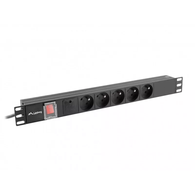 Lanberg PDU-05E-0200-IEC-BK jednostka dystrybucji zasilania (PDU) 5 gniazd AC 1U Czarny