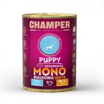 CHAMPER Puppy Monoprotein Turkey - karma mokra dla psa - 400g