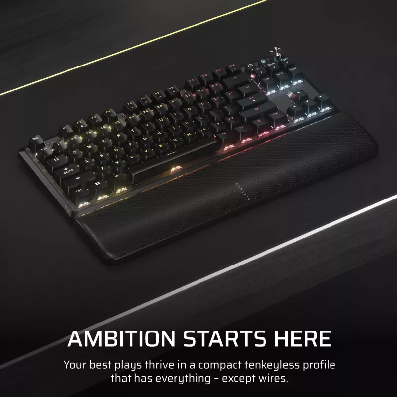 Klawiatura gamingowa Corsair K70 CORE TKL USB + RF Wireless + Bluetooth QWERTZ Czarna