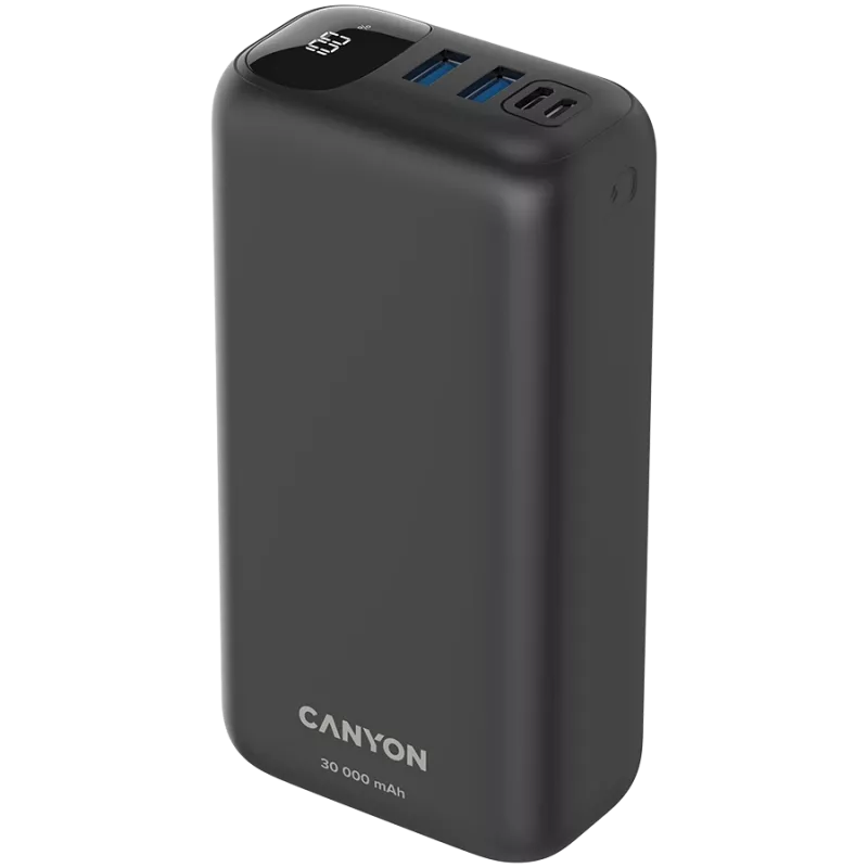 Powerbank Canyon PB-301 30000 mAh PD/QC/Wyświetlacz czarny detal