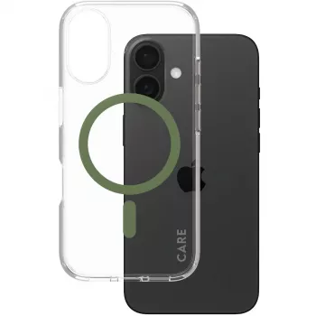 PanzerGlass CARE Urban Combat przezroczyste etui z zielonym MagSafe iPhone 16