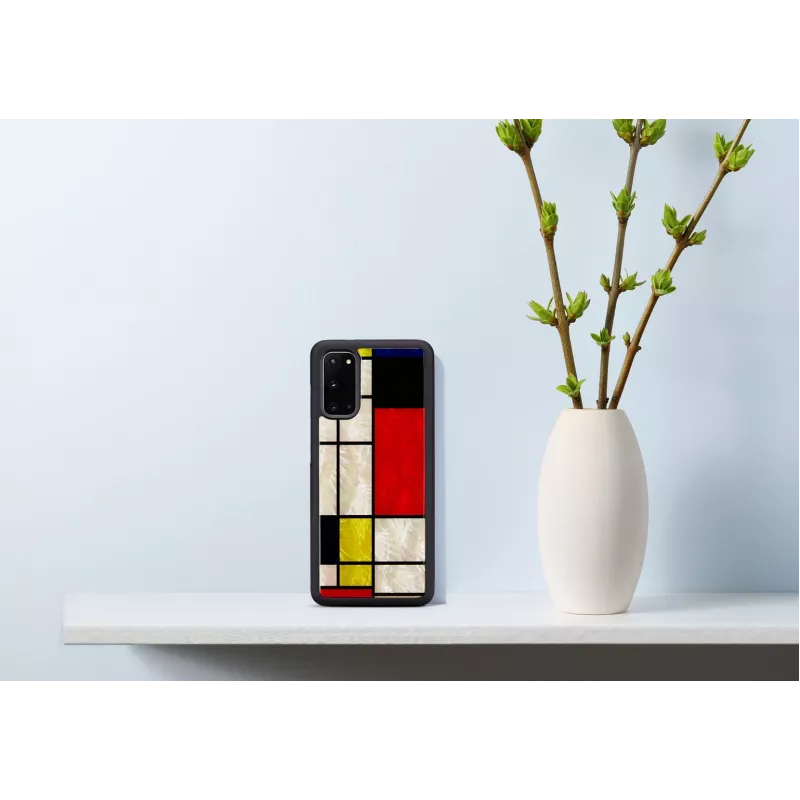 Etui ochronne iKins do Samsunga Galaxy S20, czarny wzór Mondrian