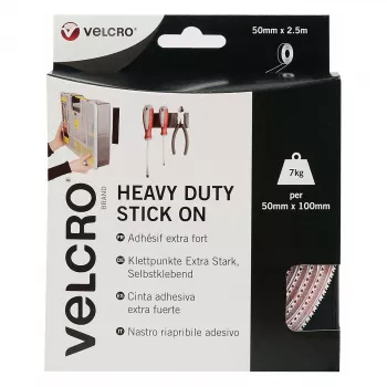 VELCRO Klettband Extra Stark Selbstklebend, Haken & Flausch 50mm x 2.5m Wei