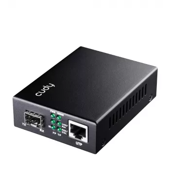 Konwerter mediów sieciowych Cudy MC220 — Gigabit (1000 Mbps) single-mode SFP 1310 nm, 1x RJ-45, 1x SFP, czarny