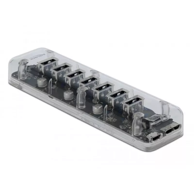 Hub USB DeLOCK 64088 Transparent USB 3.2 Gen 1 Micro-B