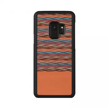 Smartfon etui man and wood do Galaxy S9 — brązowa krata z czarnymi wykończeniami