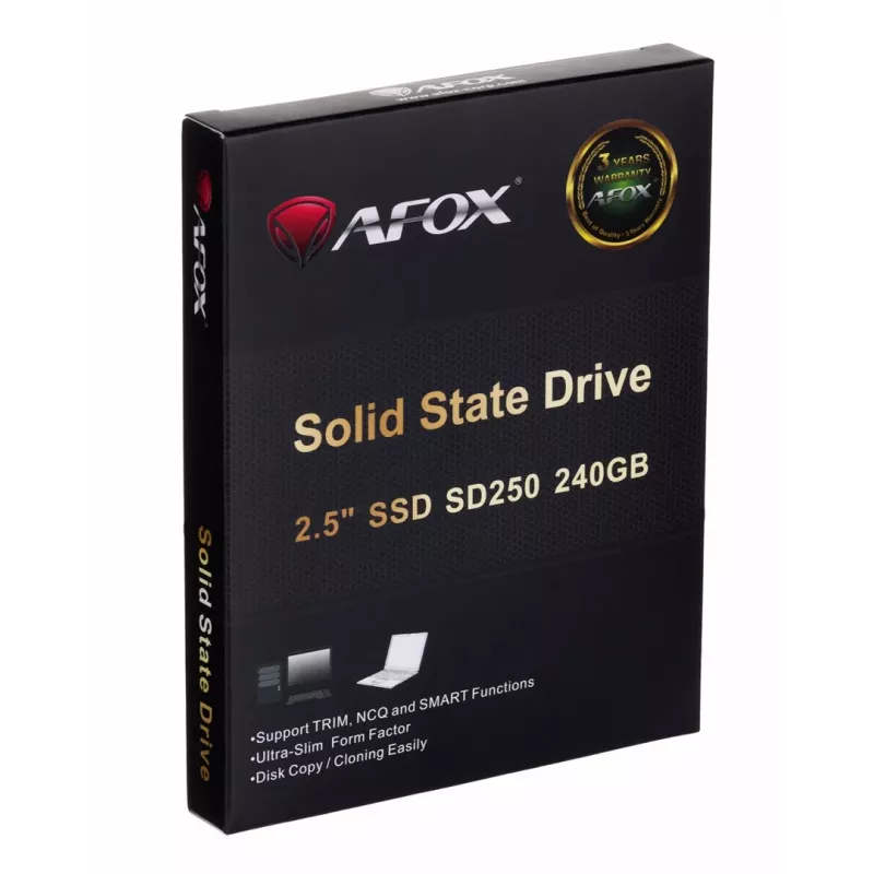 SSD 2.5 cala AFOX SD250-240GN 240 GB SATA III TLC, 555/510 MB/s, 75k/70k IOPS