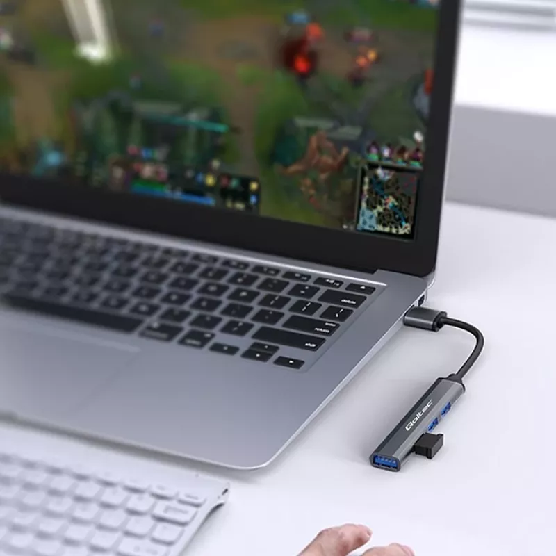 Hub USB QOLTEC 53793 — wejście USB 3.0, 3× porty USB 2.0