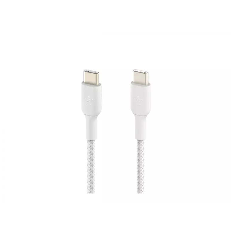 Kabel pleciony USB-C na USB-C 1m Biały