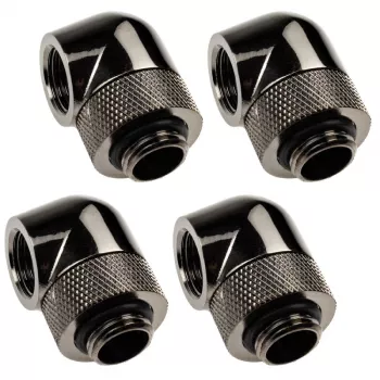 Adapter XSPC 90° G1/4 cala AG na G1/4 cala IG, obrotowy, czarny chrom, zestaw 4 szt.