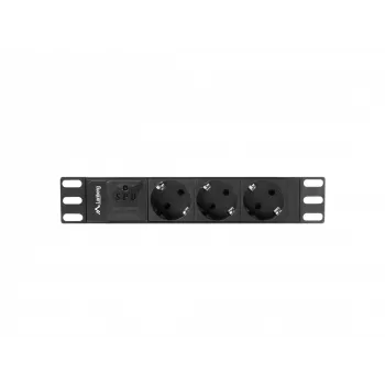 Lanberg PDU-03E-0200-BK jednostka dystrybucji zasilania (PDU) 3 gniazda AC 1U czarna