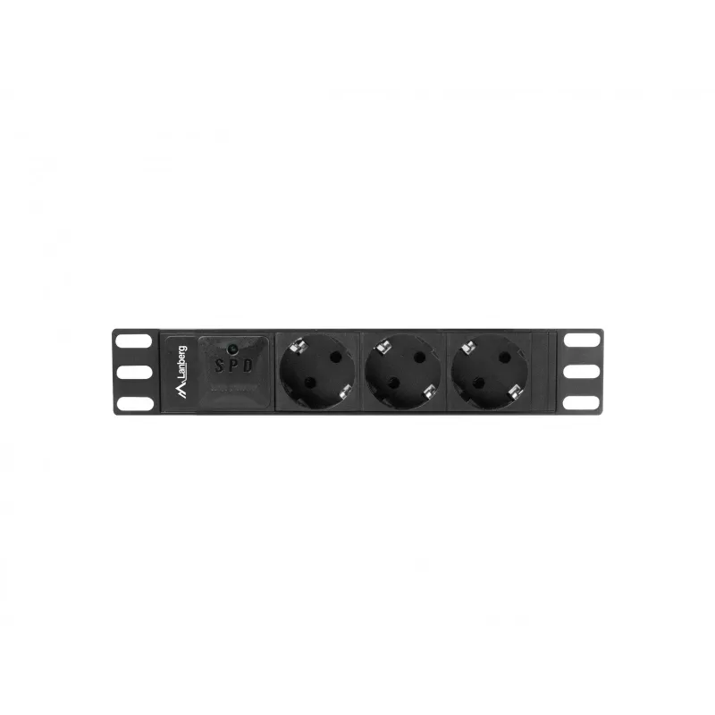 Lanberg PDU-03E-0200-BK jednostka dystrybucji zasilania (PDU) 3 gniazda AC 1U czarna