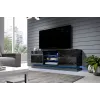 Szafka RTV cama meble QIU 160 — MDF czarny połysk, 1600×420×570 mm