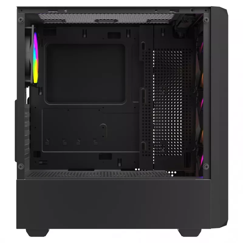 Obudowa PC Cube SAVIO Noctis Glass RGB — Czarny, ATX/Micro-ATX, 210×410×450 mm, 3×120 mm wentylatory z przodu