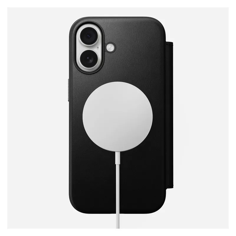 Etui z klapką Nomad Modern Leather Folio dla Apple, mieści do 16 cm (6,3 cala) ekranu, czarny