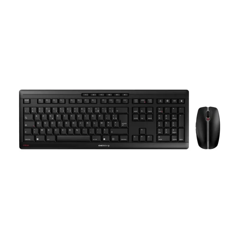 CHERRY Stream Desktop Klawiatura z myszą Biuro RF Bezprzewodowy AZERTY Francuski Czarny