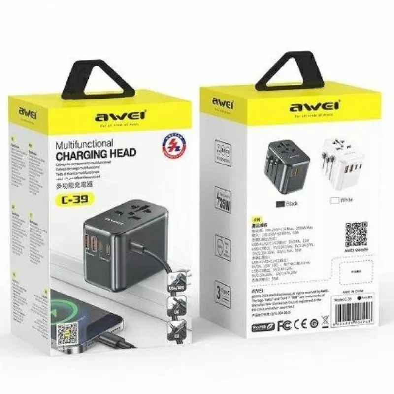 Podróżna ładowarka GaN 35W 4w1 US/AU/EU/UK C-39