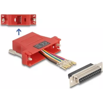 Zestaw montażowy DeLOCK D-Sub 25 pin żeński na RJ45 żeński czerwony VGA RJ-45