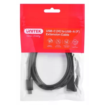 Adapter kablowy Unitek (C476BK-1M) USB-C (M) - USB-A (F) 10Gb/s 60 W
