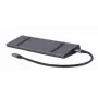 Stacja dokująca do laptopa Gembird A-CM-COMBO9-02 USB 3.2 Gen 1 Type-C, HDMI, VGA, 3×USB-A, Gigabit Ethernet, 87 W PD, szara