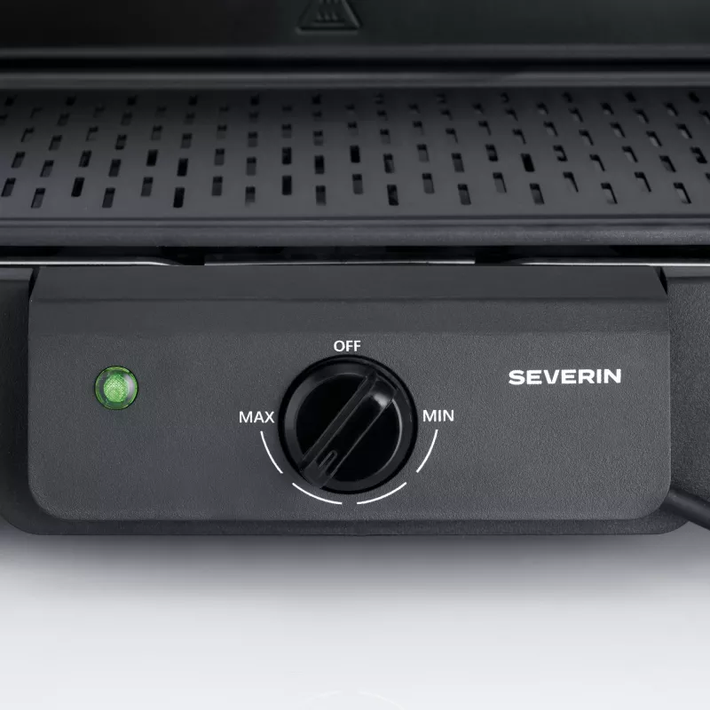 Elektryczny grill stołowy SEVERIN PG 8595 — 2000 W, prostokątny ruszt, czarny