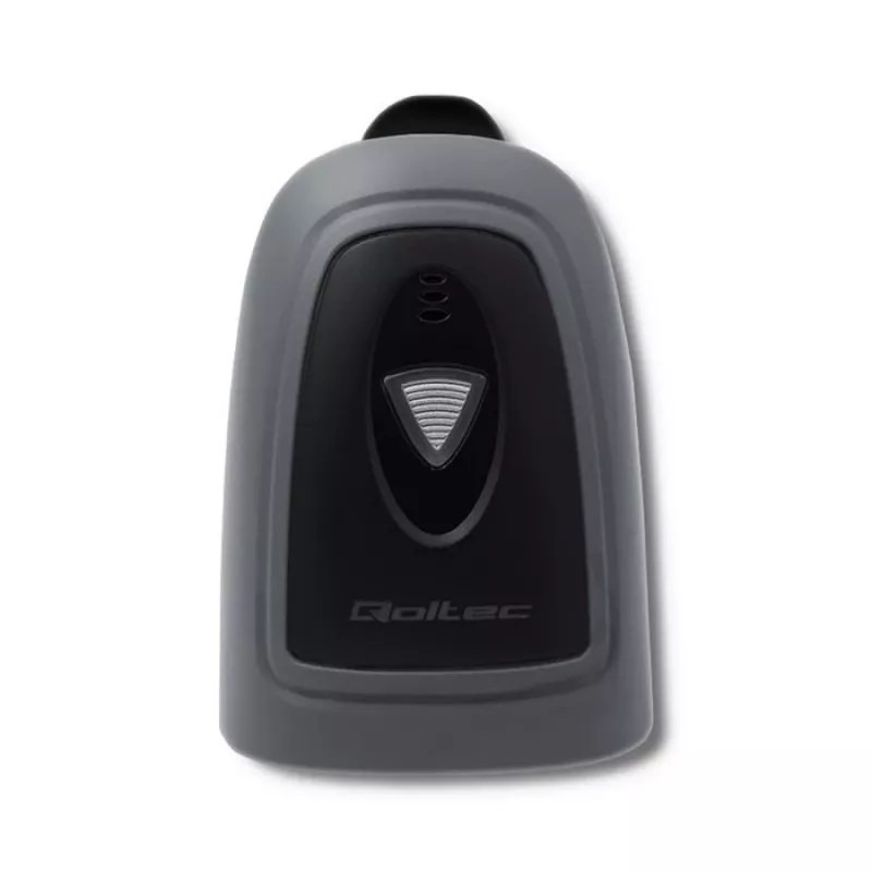 Ręczny czytnik kodów kreskowych QOLTEC 50863 — skaner 1D/2D, przewodowy USB, sensor LED, czarny, 5V, kabel 1,8 m