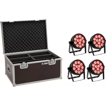 Reflektor LED EUROLITE 7C-12 Silent cienki 4x z walizką — kompaktowy zestaw 4 urządzeń