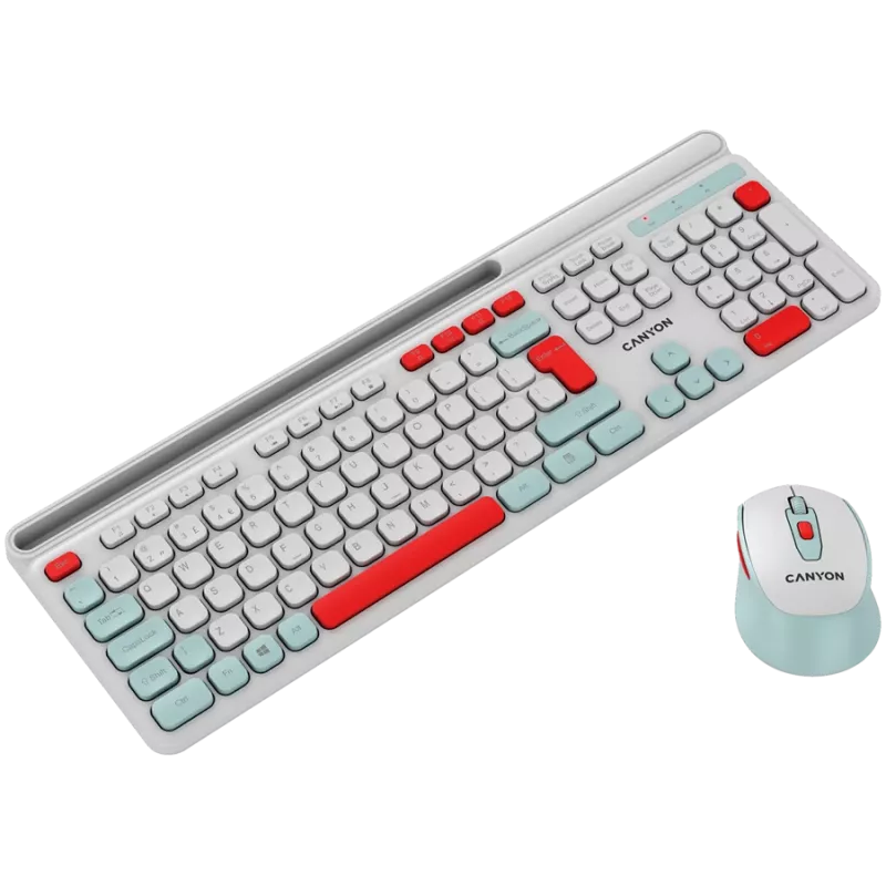 CANYON HSET-W5 EN Zestaw klawiatura + mysz AAA+AA Bezprzewodowy Biały