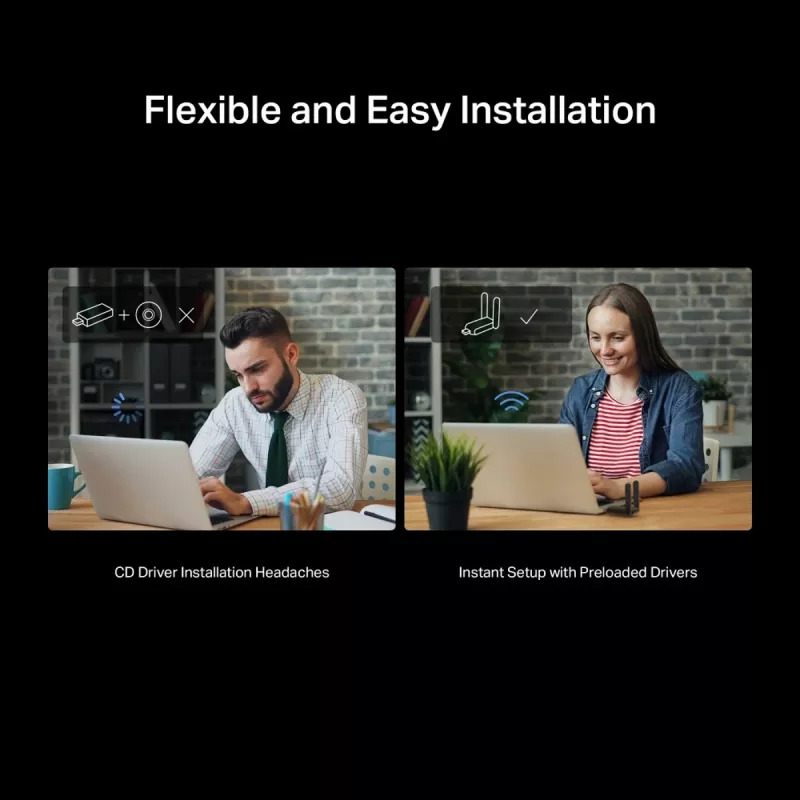 Bezprzewodowy adapter USB MERCUSYS MA37BEH — Wi-Fi 7 o wysokim zysku (BE6500) kompatybilny z USB-C/USB-A