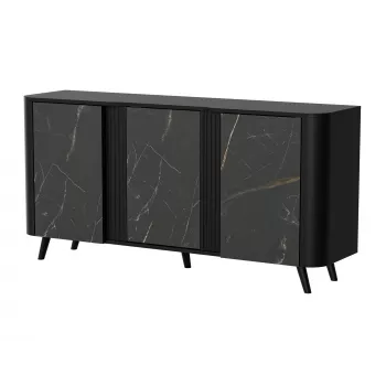 Komoda Cama Meble VOLARE 151 x 39 x 75 cm, czarna / San Sebastian