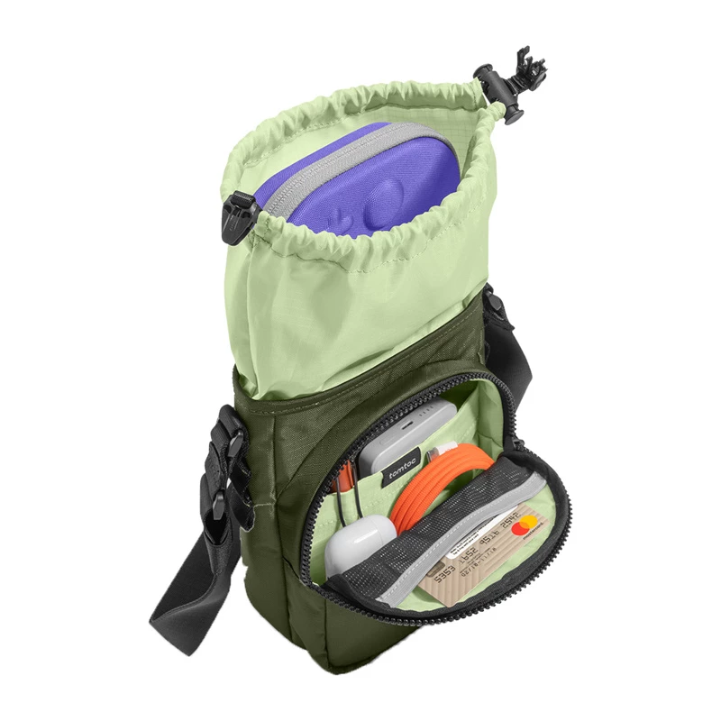 Tomtoc GameOn-G50 Switch 2 JoyCarry Sling Bag zielona — torba do przenoszenia Nintendo Switch OLED i Switch 2
