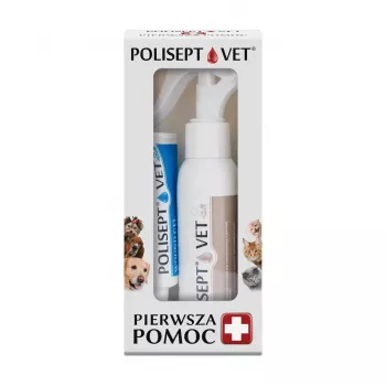 Weterynaryjny zestaw pierwszej pomocy JM Sante Polisept Vet dla psów i kotów – zestaw maści do pielęgnacji ran, 150 g, opakowanie kartonowe