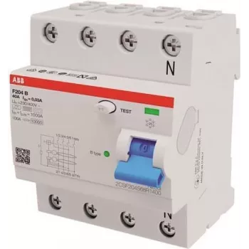ABB Stotz S&J Wyłącznik różnicowoprądowy Typ B 4P 40A, 30mA, 3kA, 4TE F204B-40/0,03-4TE (2CSF204568R1400)