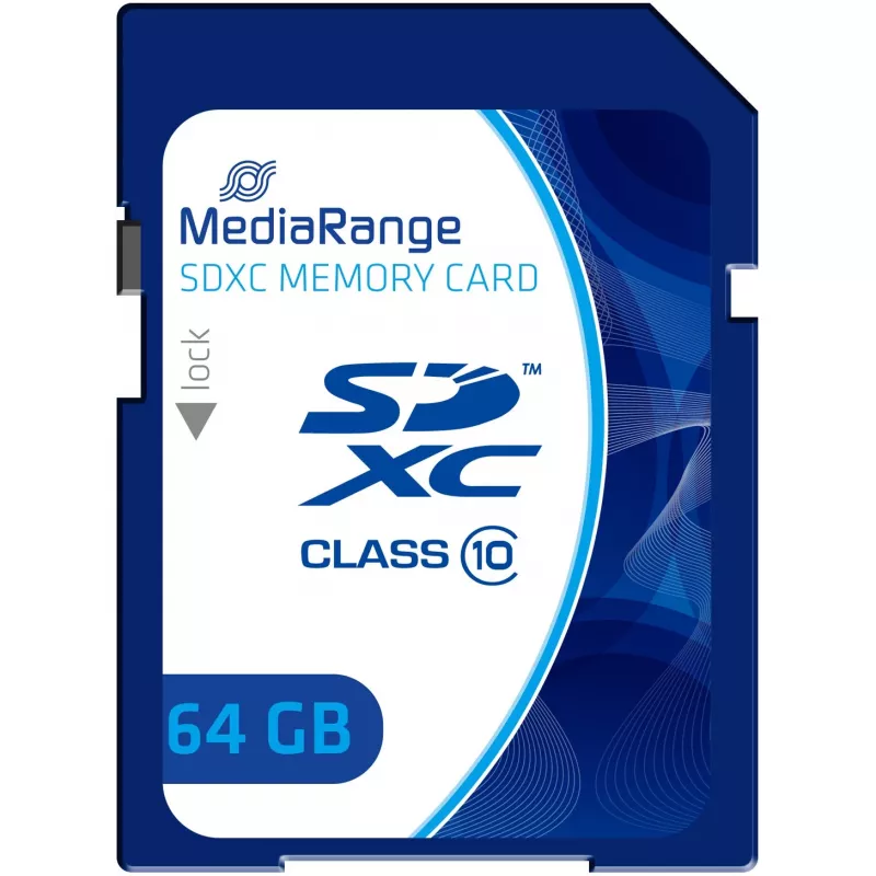 MediaRange - karta pamięci flash - 64GB - klasa 10 - SDXC - niebieska (MR965)