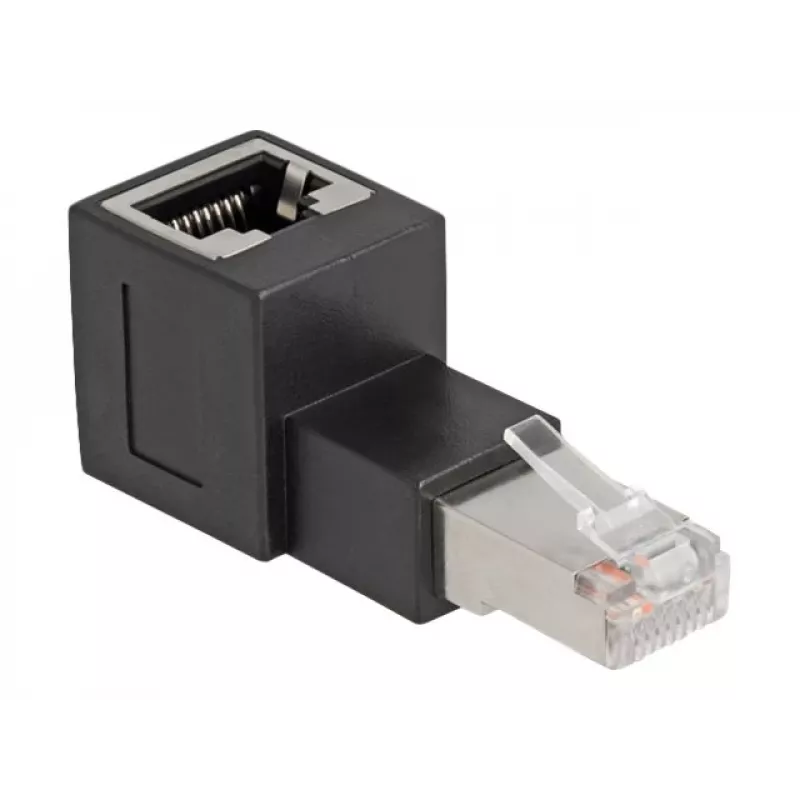DeLOCK adapter RJ45 wtyk na RJ45 gniazdo kat.6A 90° skierowany do góry czarny