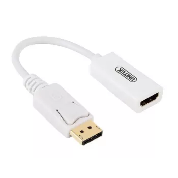UNITEK Pozłacany konwerter DisplayPort DP na HDMI 4K UHD HDTV męski na żeński z audio - Y-6332 Biały