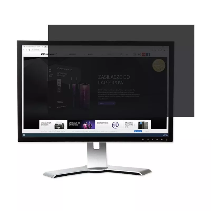 Filtr prywatności Qoltec GDPR 23 cale | 16:9 | Ochrona oczu | Panoramiczny