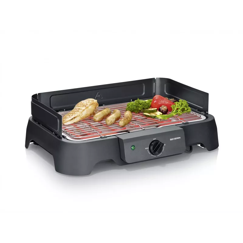 SEVERIN grill elektryczny stołowy PG 8593, 2000 W, prostokątny ruszt, czarny