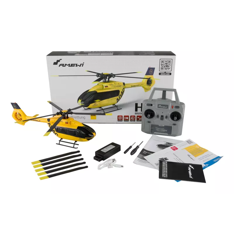 Helikopter Amewi ADAC H145 Bezszczotkowy 6-kanałowy 6G RTF, model 6-kanałowy gotowy do lotu