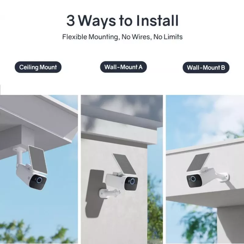 Safemo SC1 SolarCam, 4K UHD Video, 8× Zoom, 132° View, Night Vision, Wi-Fi 2,4 GHz, 1,5 W solar, Biały