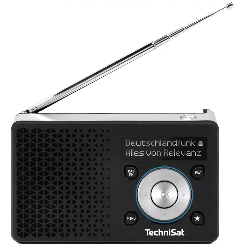 Przenośne radio TECHNISAT DIGITRADIO 1 A — DAB+/FM, wyświetlacz OLED, USB-C, słuchawki 3,5 mm, 1 W, czarny/srebrny
