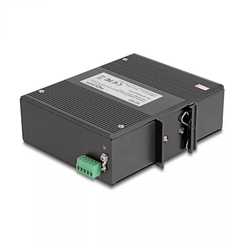 Przełącznik Gigabit Ethernet DELOCK 80163, 8-portowy RJ45 przemysłowy switch, niezarządzalny, obudowa metalowa