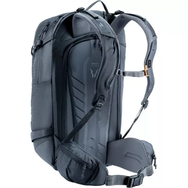 Plecak DEUTER Freerider Pro 34+ — techniczny plecak do freeride'owych wypraw narciarskich, 34 L, czarny, uchwyt na kask, pas biodrowy